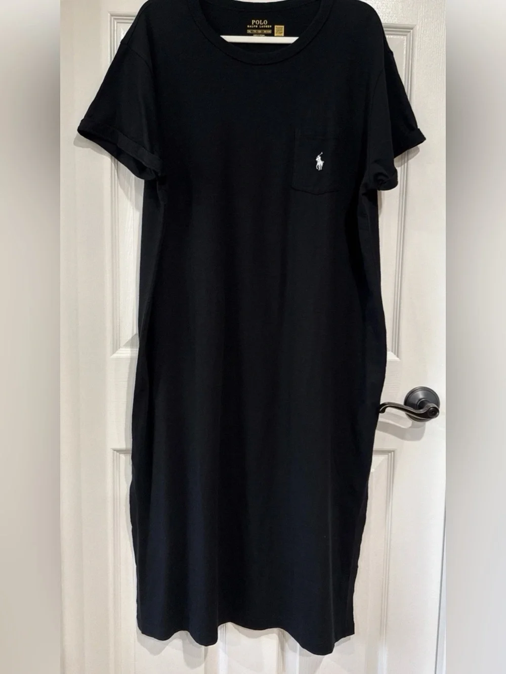 Polo Ralph Lauren Women's XXL Cotton T-Shirt Midi Dress Black Pony Logo NWT